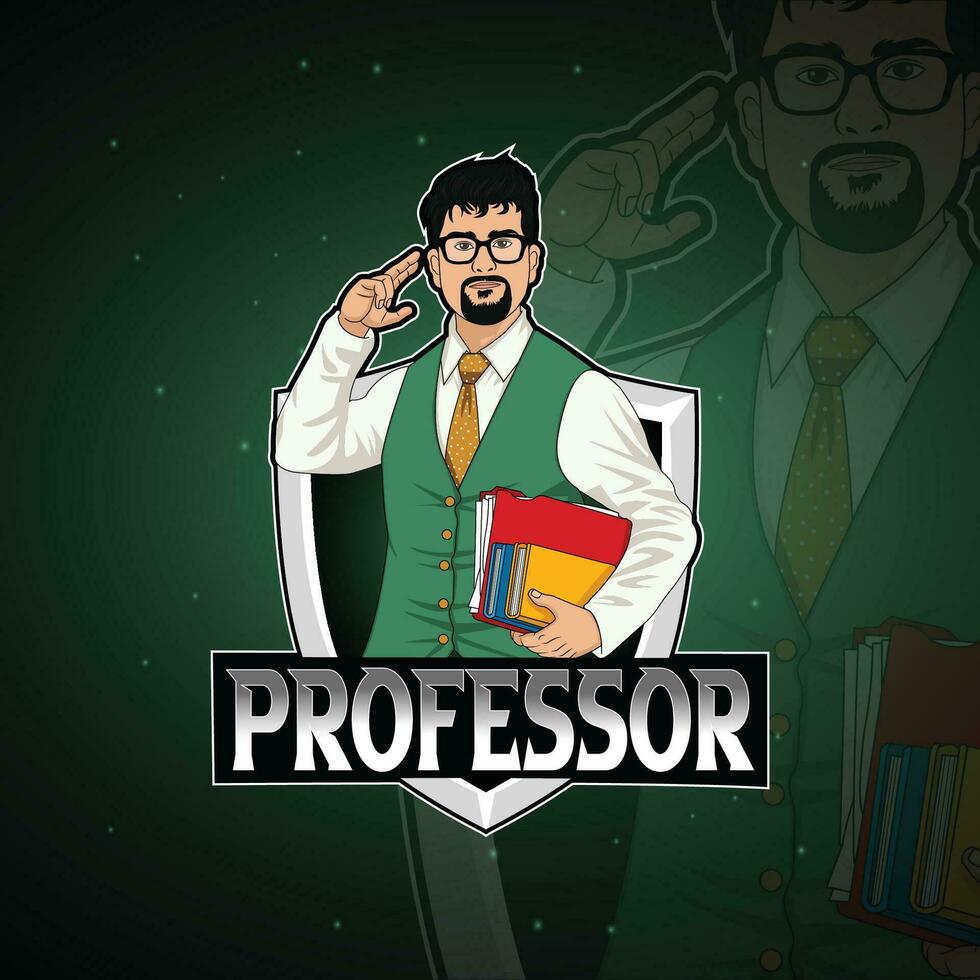 profesor mascota logo diseño vector