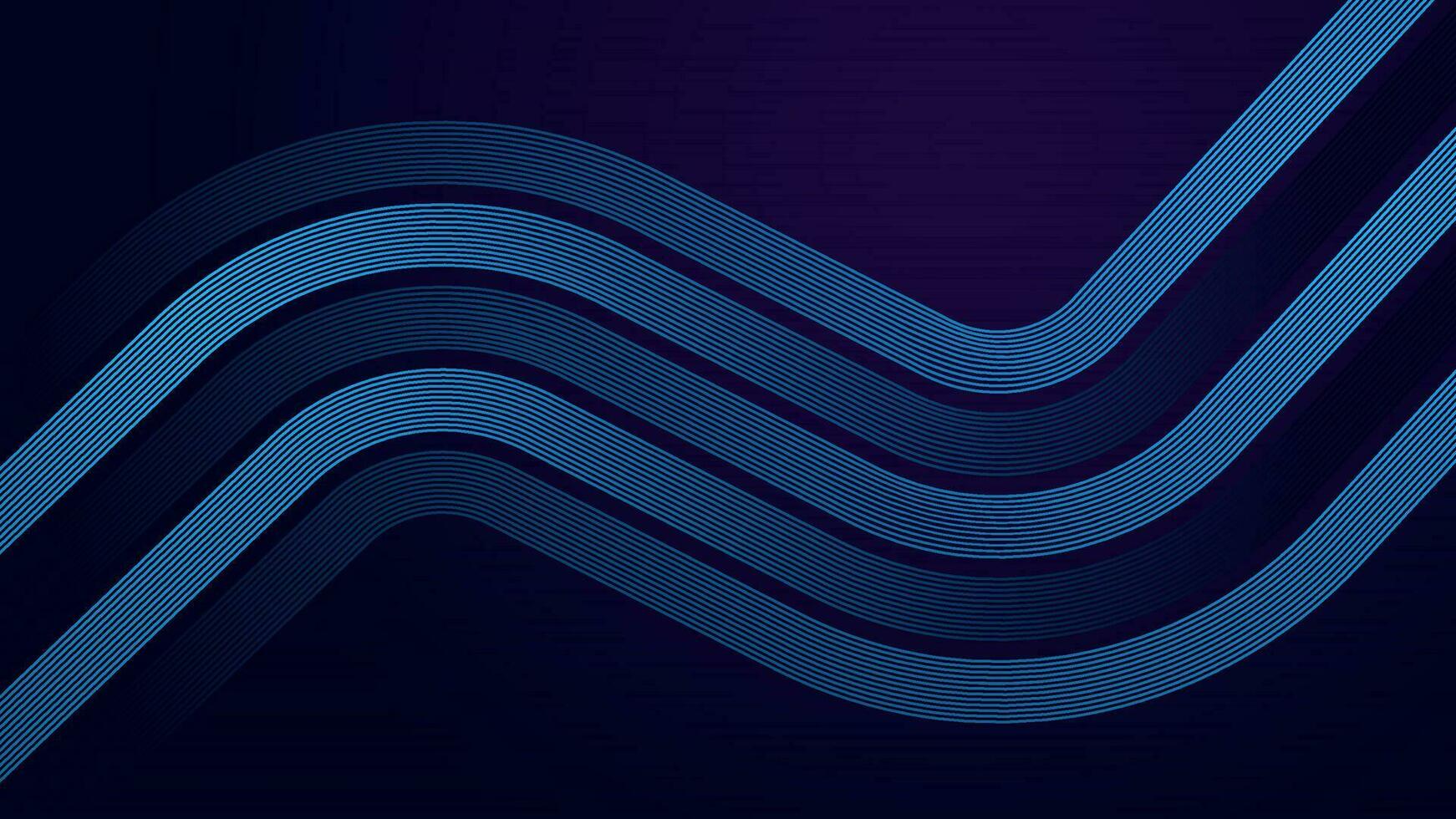 Blue wavy lines on a dark blue background. Vector illustration.