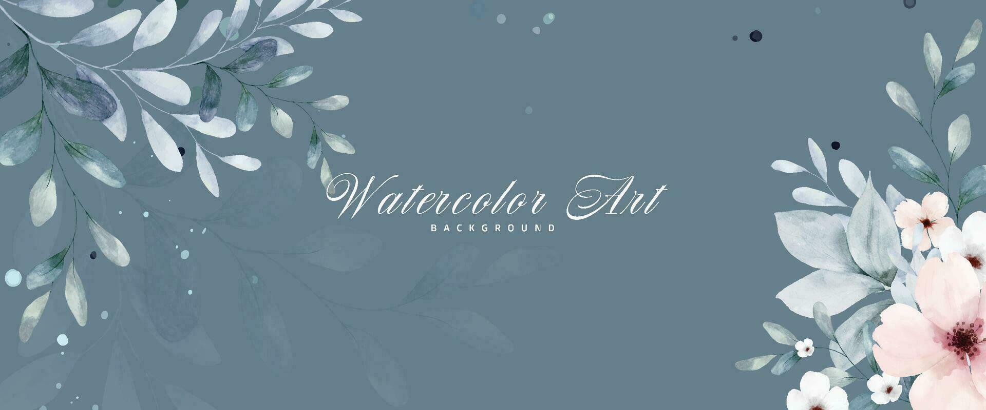 Abstract art watercolor flowers painting for navy blue background vector