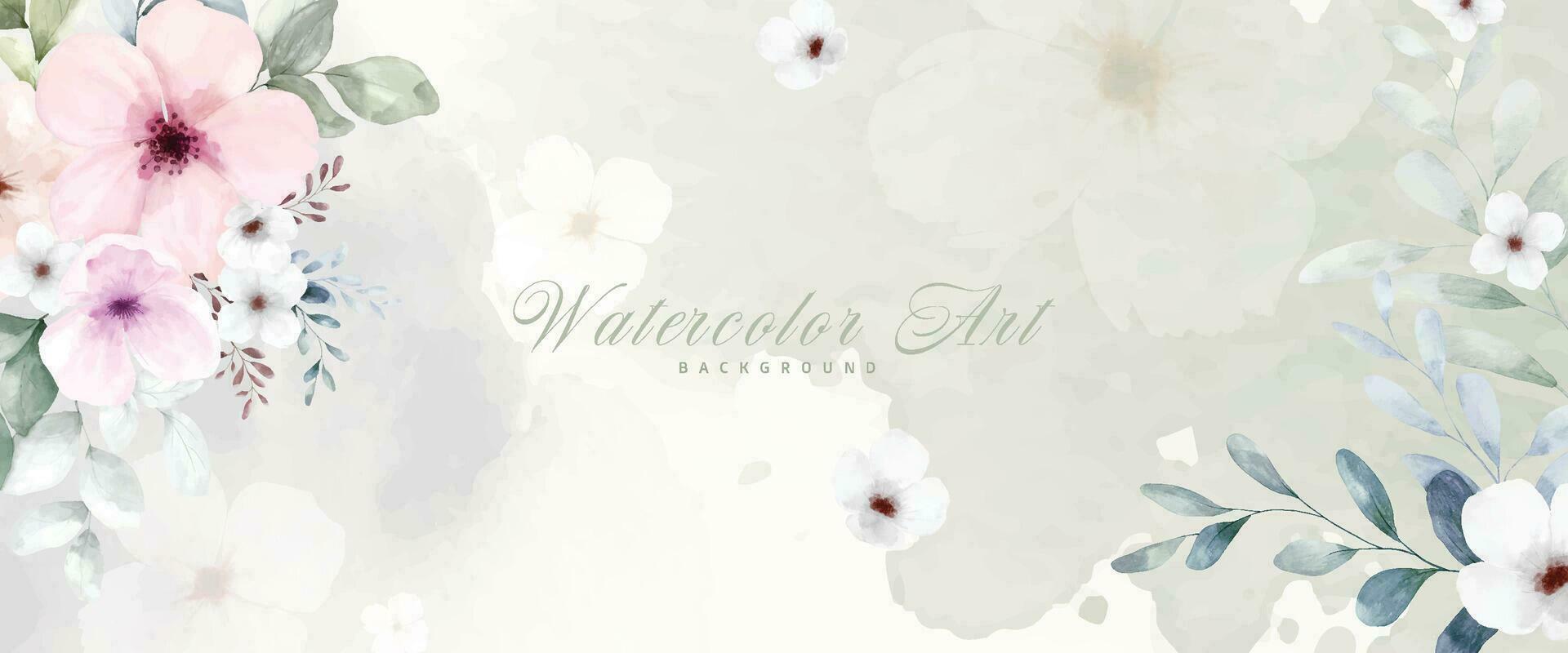 Abstract art watercolor flowers painting for background vector