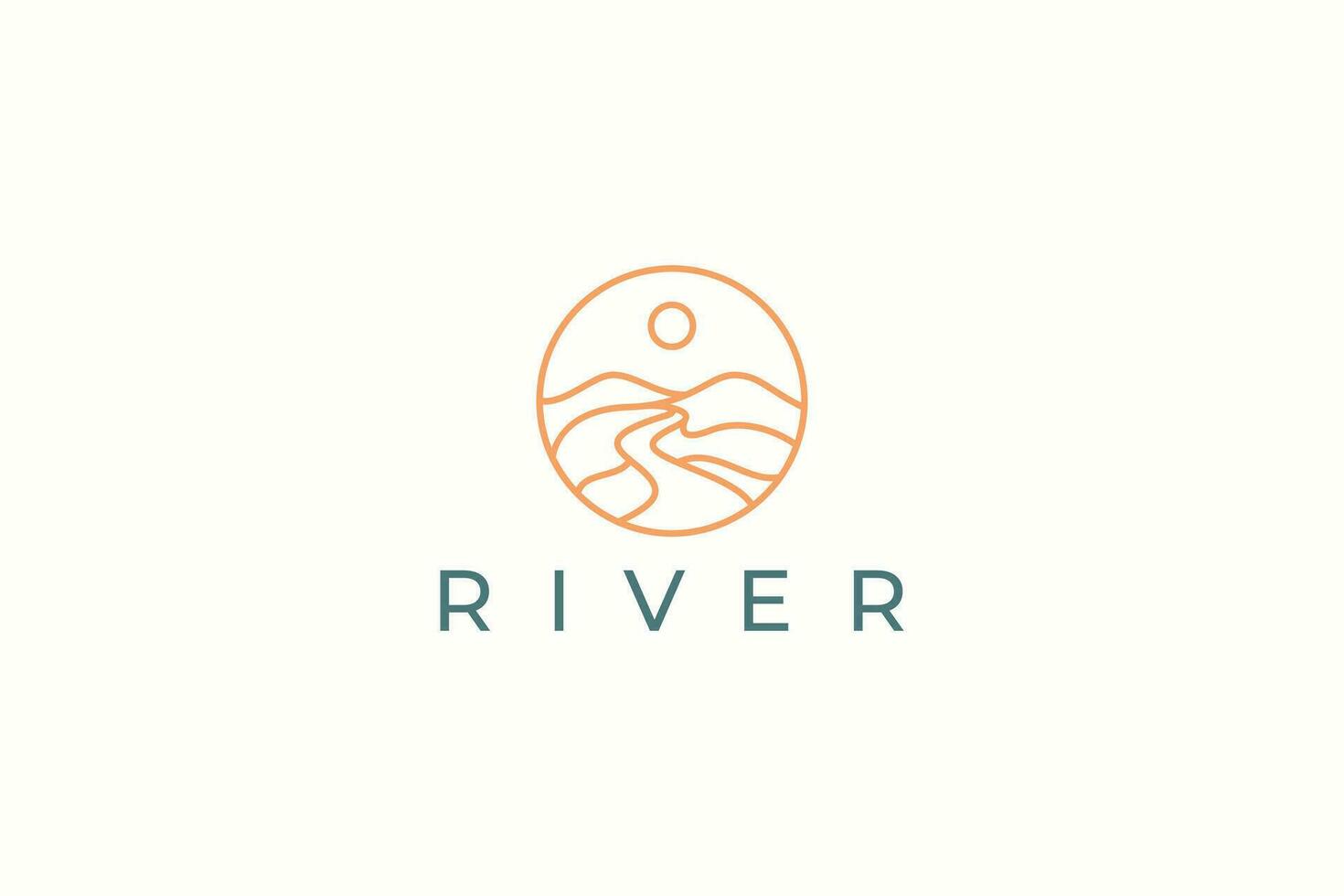 River Mountain Hill Logo Badge vector