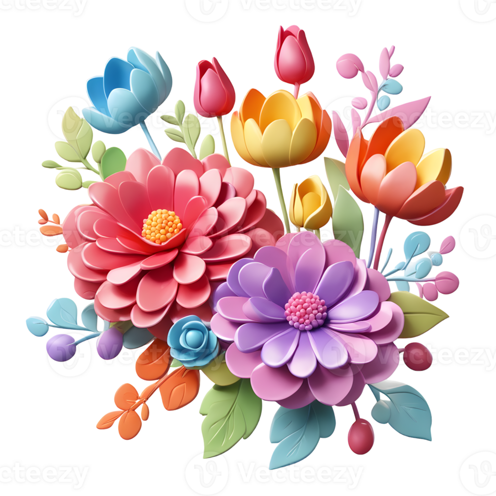 Transparent decorative floral design, Artificial flower design, Luxury Flower Bouquet Illustration, Cute wedding Flower Bouquet ,Transparent Flower Pattern, Generative AI png