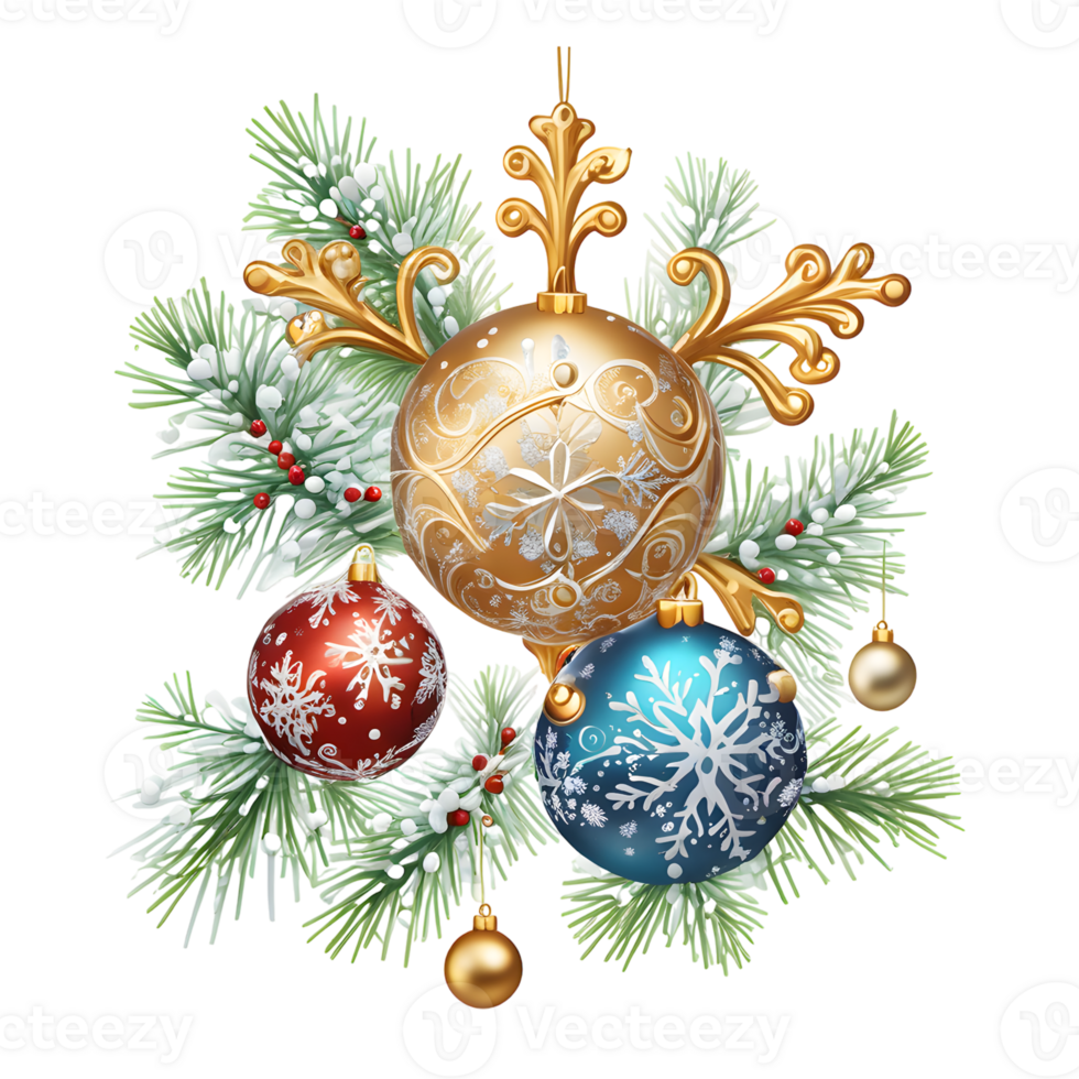 Christmas Decoration Ornament, Happy Christmas Design , Generative AI png
