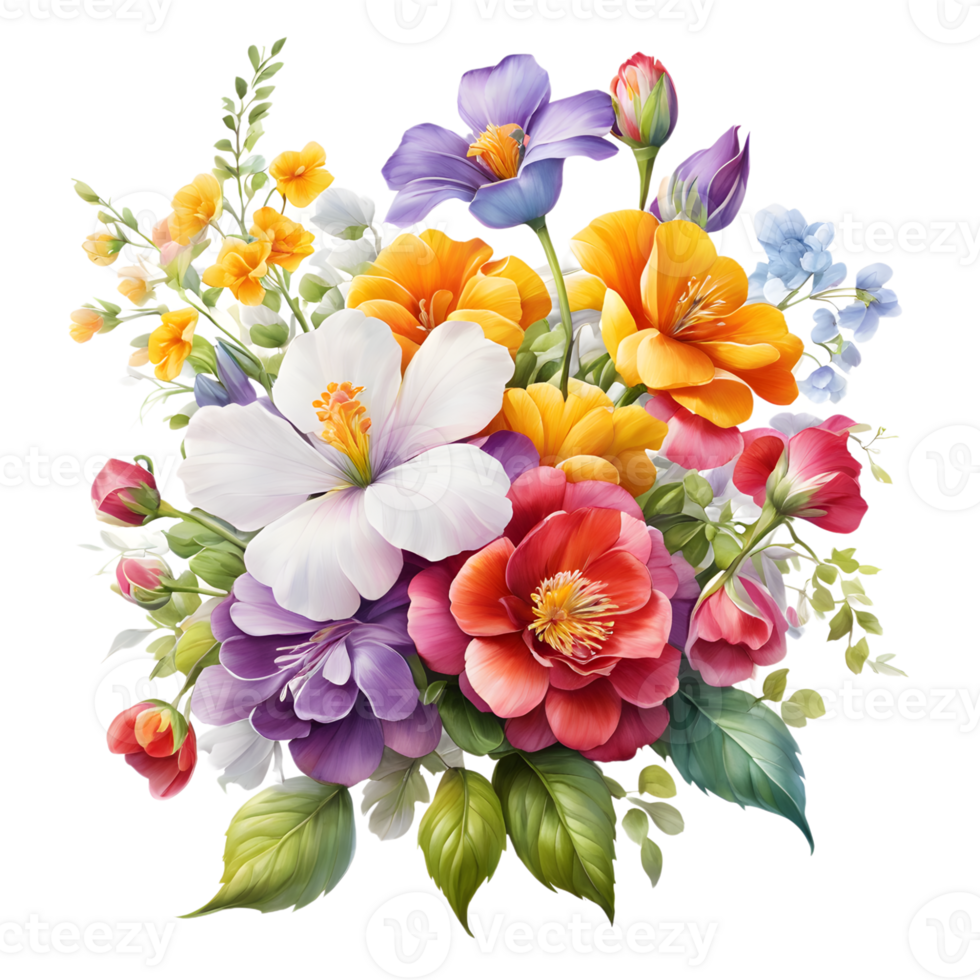 Luxury Flower Bouquet Illustration, Cute wedding Flower Bouquet ,Transparent Flower Pattern, Generative AI png