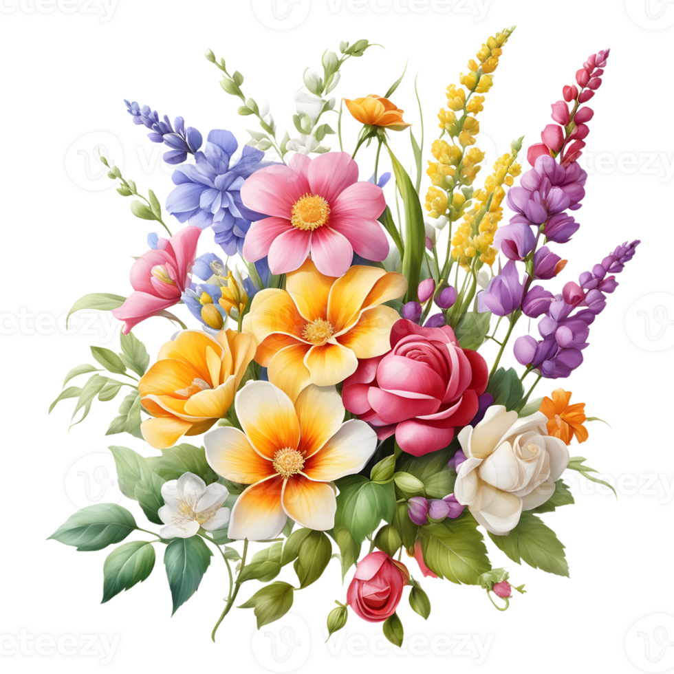 Luxury Flower Bouquet Illustration, Cute wedding Flower Bouquet ,Transparent Flower Pattern, Generative AI png