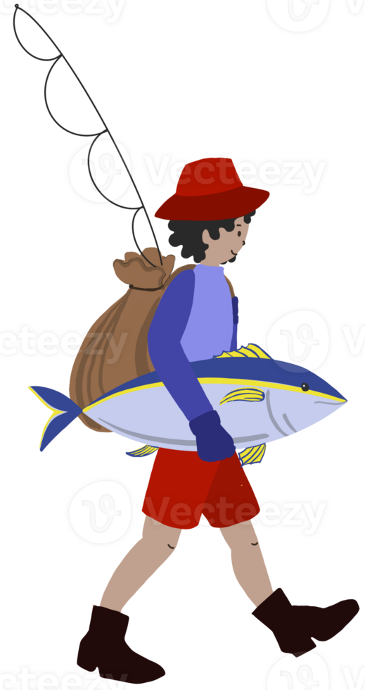 The fisherman with big fish. png
