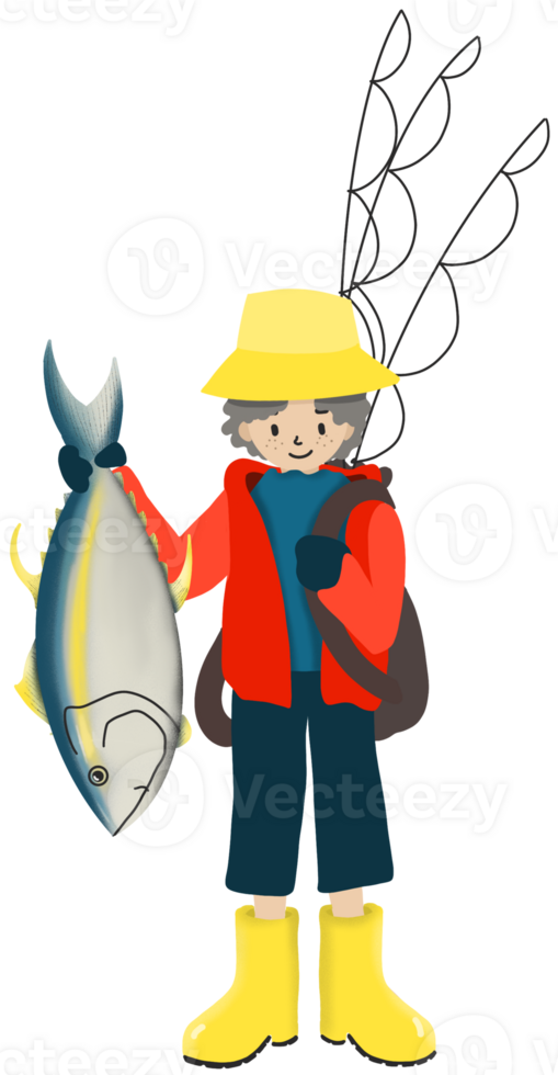 The fisherman with big fish. png