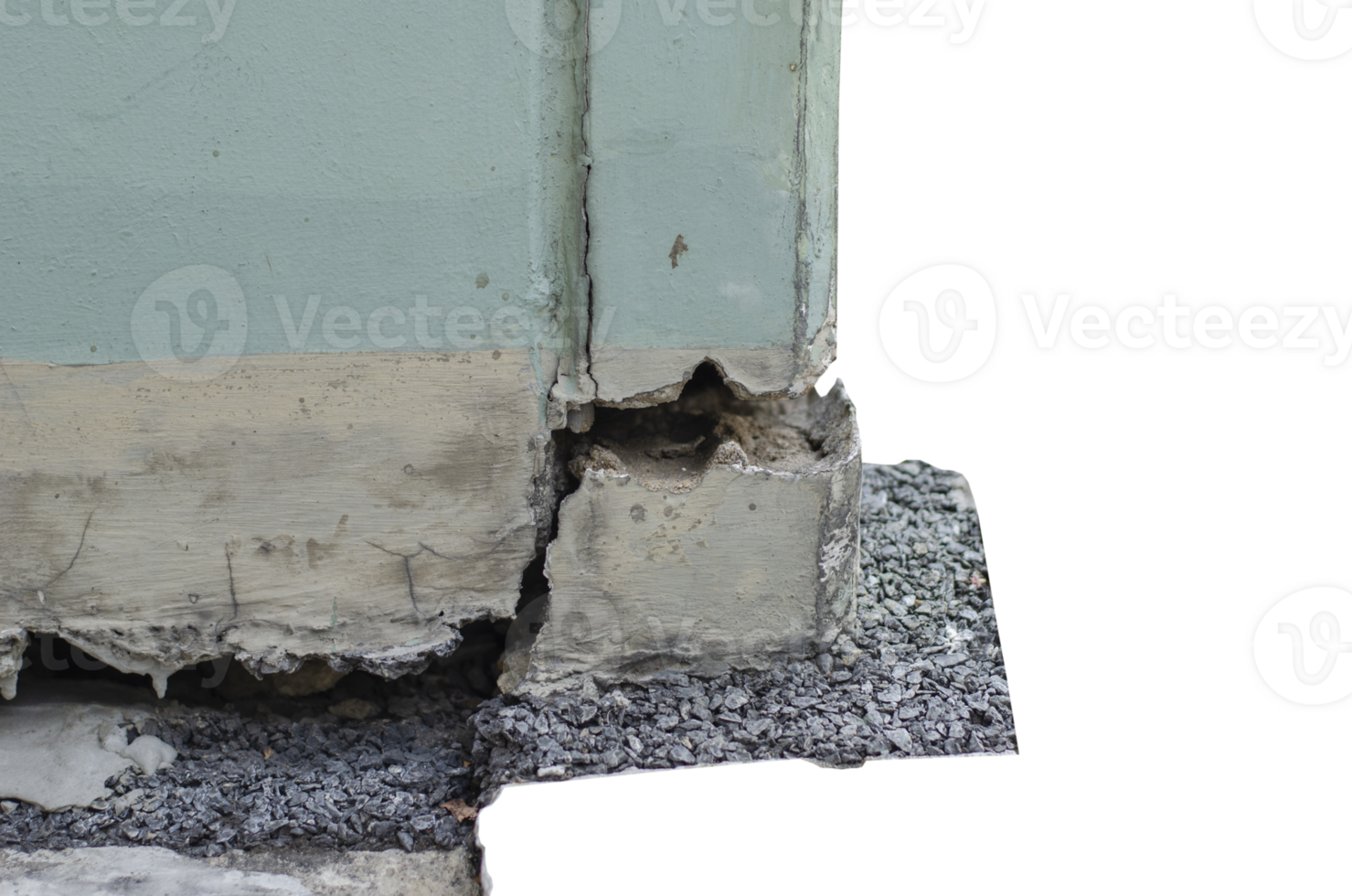 Cracks in the building's exterior from the earthquake on transparent background png