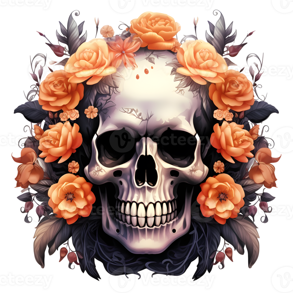 Skull Halloween sublimation clipart AI Generative png