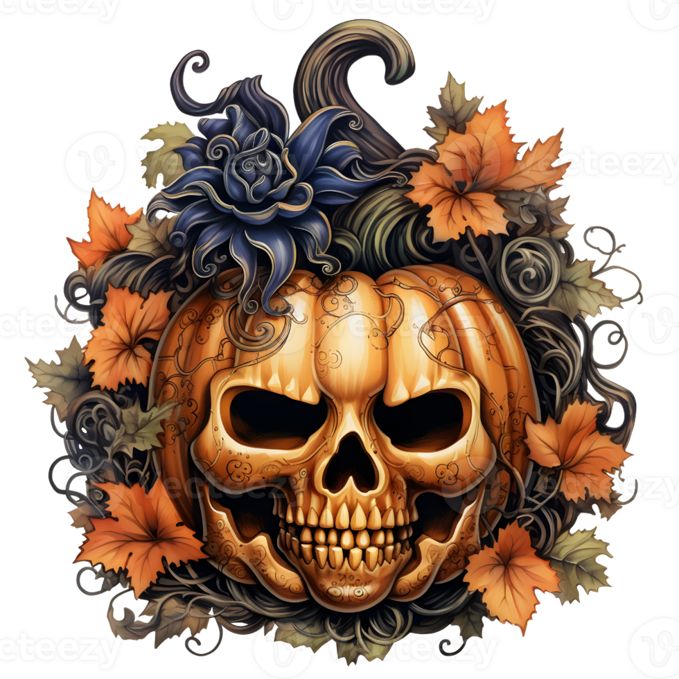 Skull Halloween sublimation clipart AI Generative png