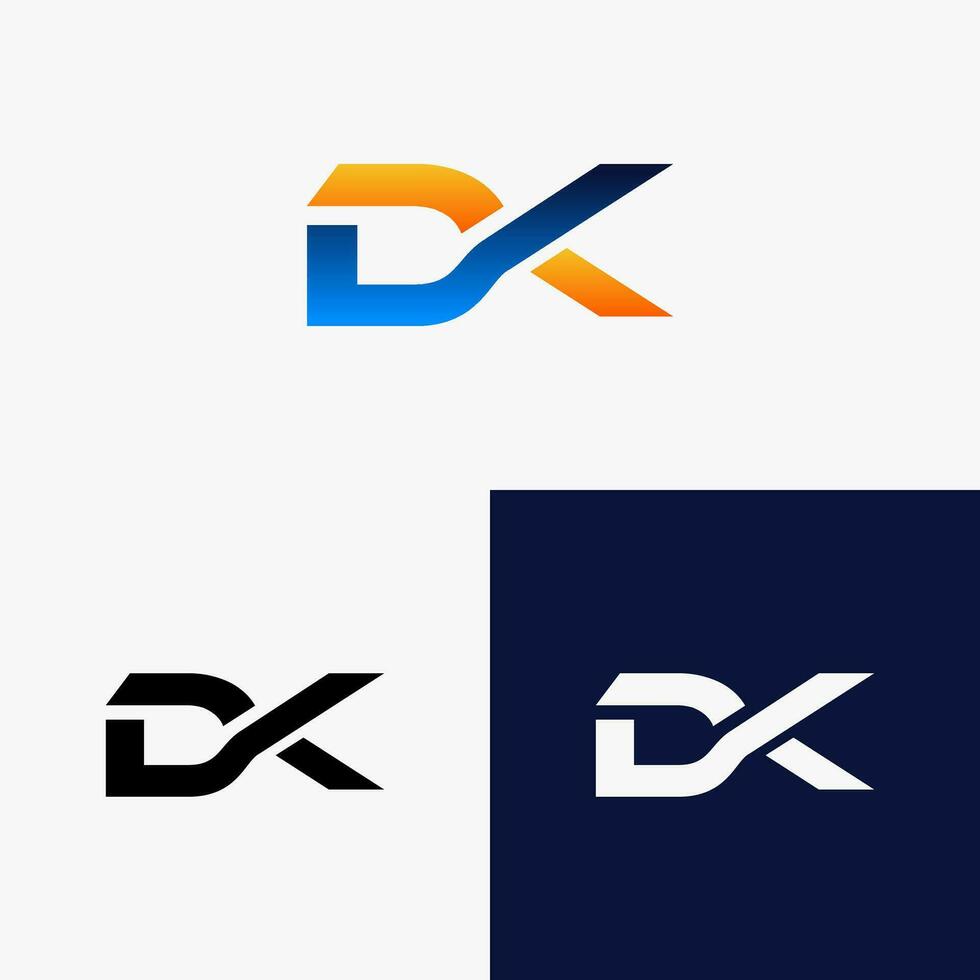 DK Initial Logo Letter with Colorful Gradient Style vector