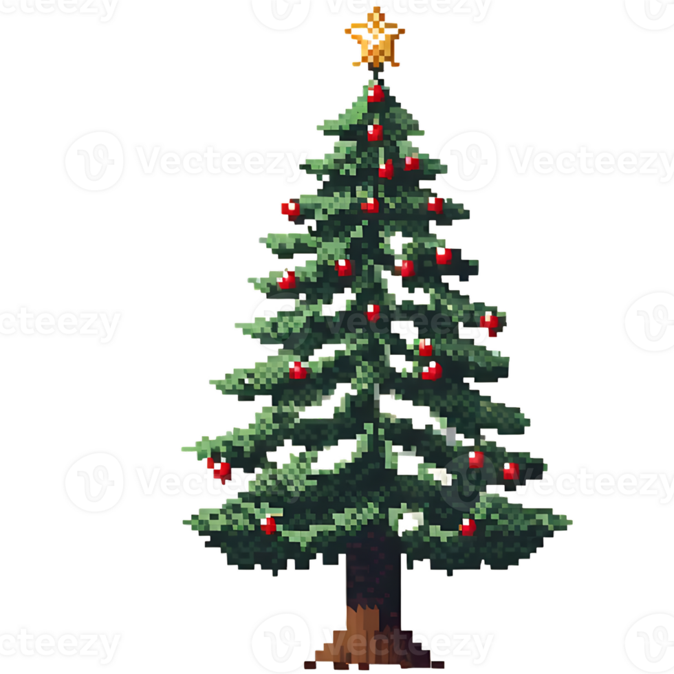 Christmas tree pixel AI Generative png