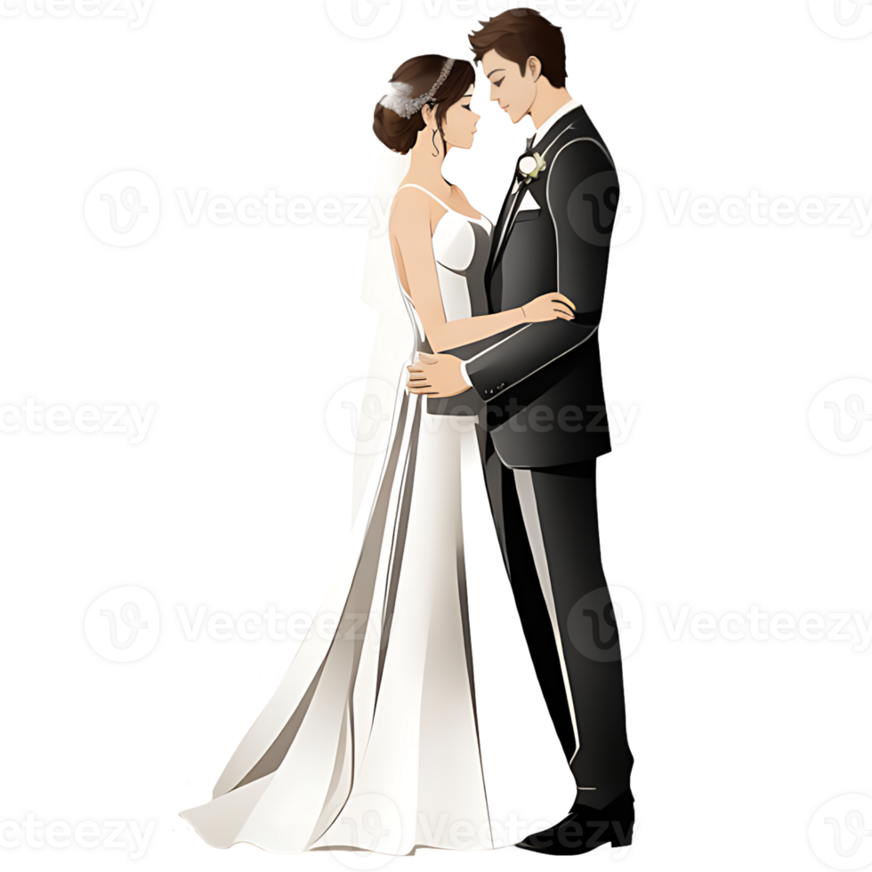 cartoon wedding couple AI Generative png