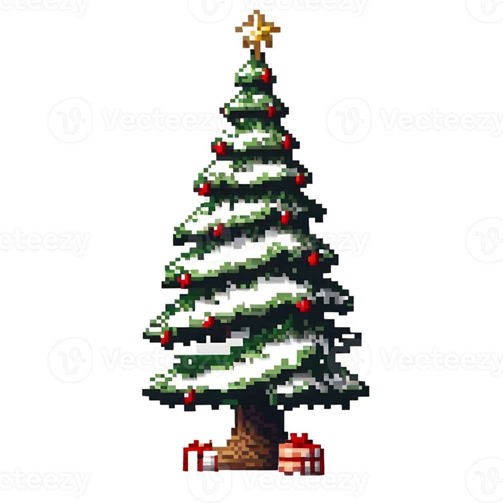 Christmas tree pixel AI Generative png