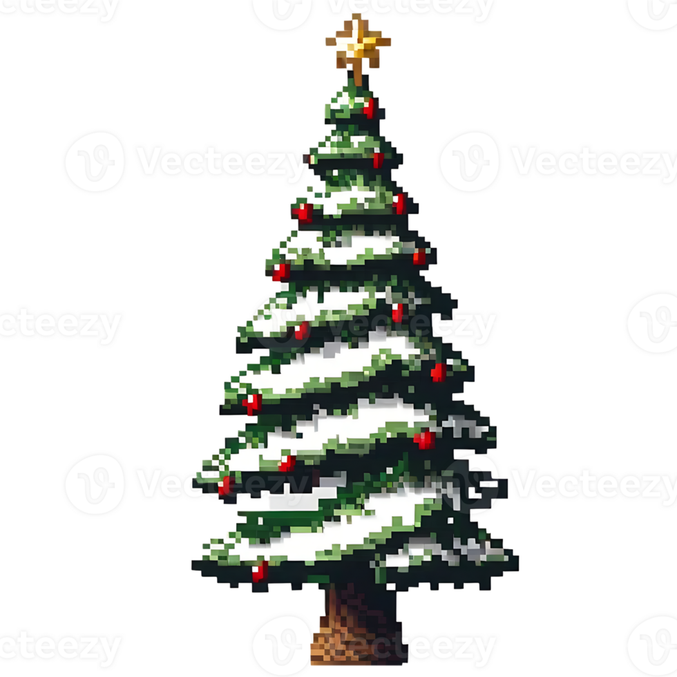 Christmas tree pixel AI Generative png