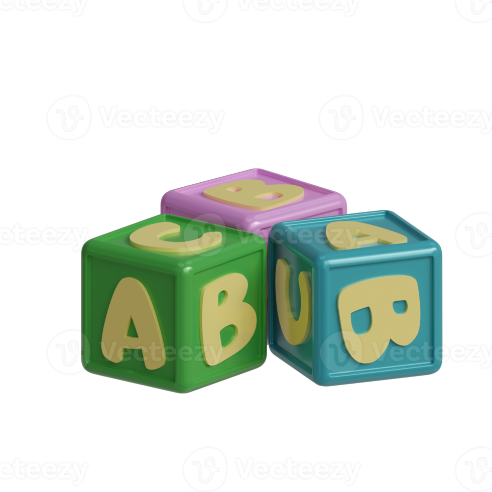 3d rendered letter block toys perfect for baby product design project png