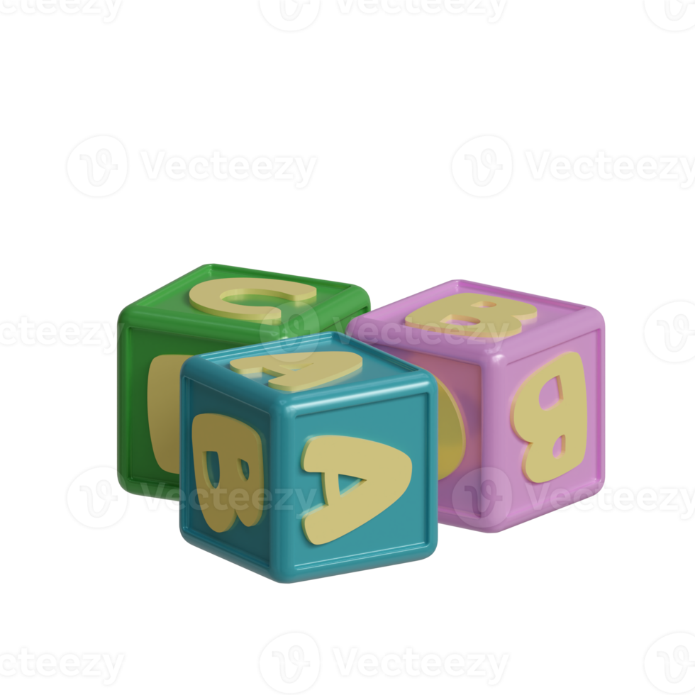 3d rendered letter block toys perfect for baby product design project png