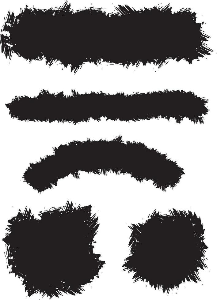 conjunto de negro tinta golpes de diferente formas para el decoración de pancartas, marcos, inscripciones, logos en grunge estilo. vector ilustración aislado en blanco.eps