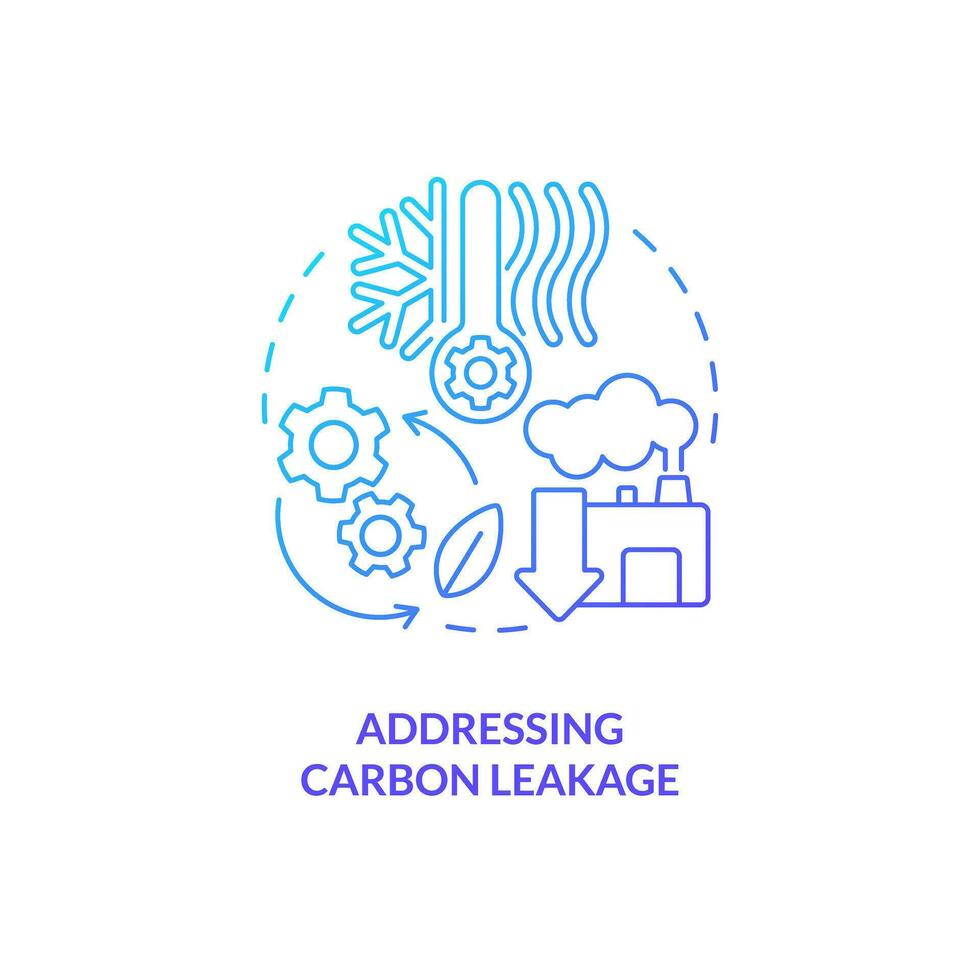 Gradient addressing carbon leakage concept, isolated vector, thin line icon representing carbon border adjustment. vector