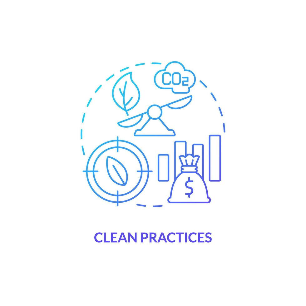Gradient clean practices concept, isolated vector, thin line icon representing carbon border adjustment. vector
