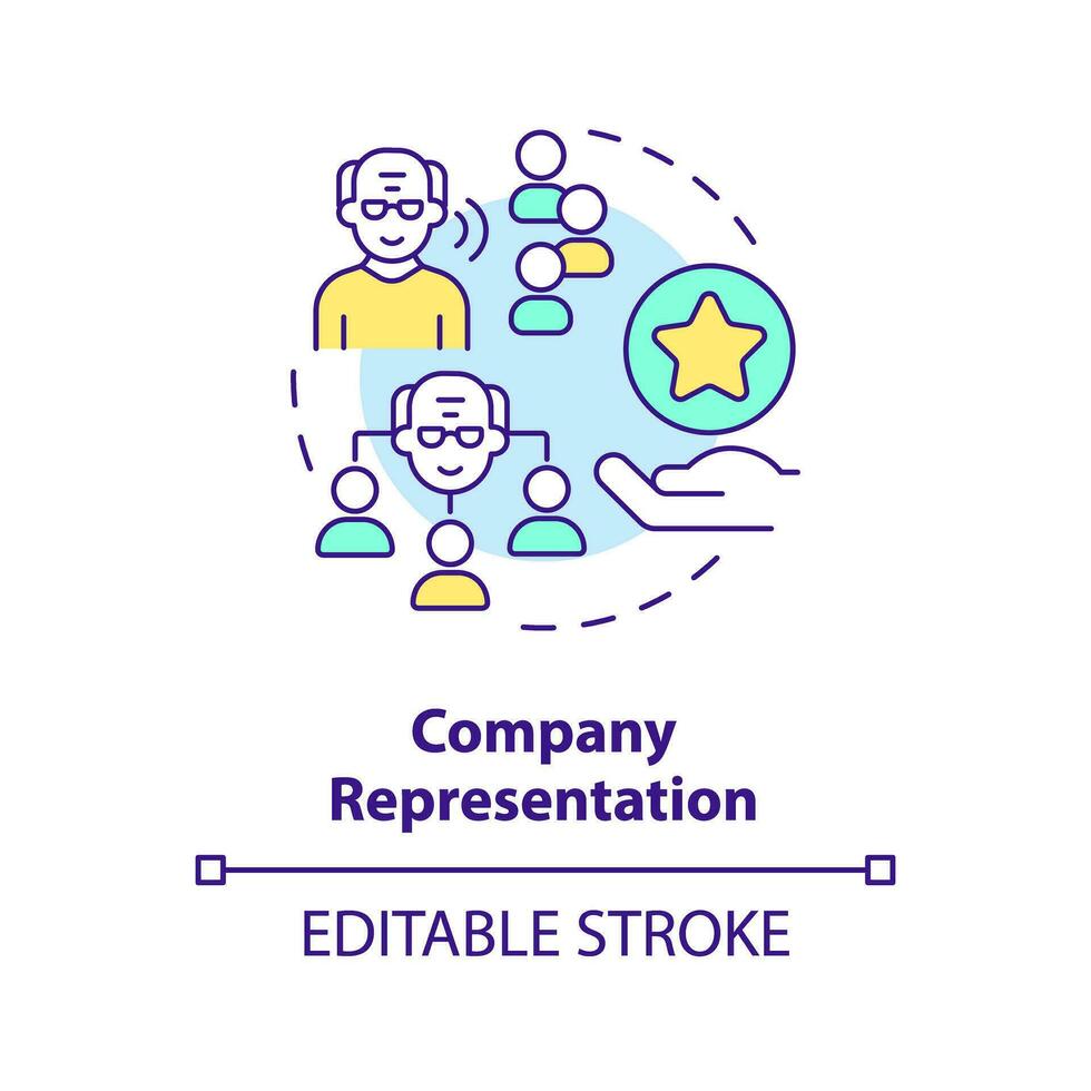 2D editable company representation thin line icon concept, isolated vector, multicolor illustration representing unretirement. vector