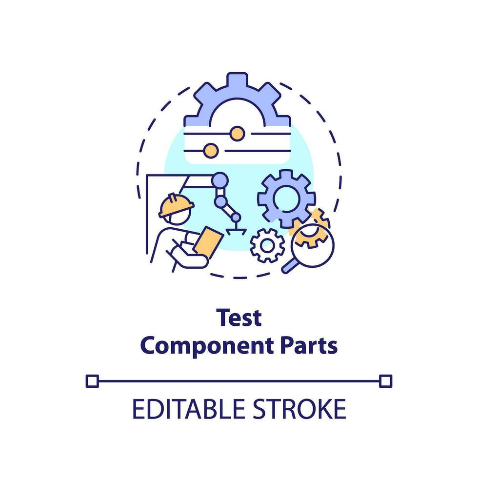 2D editable test component parts thin line icon concept, isolated vector, multicolor illustration representing product liability. vector