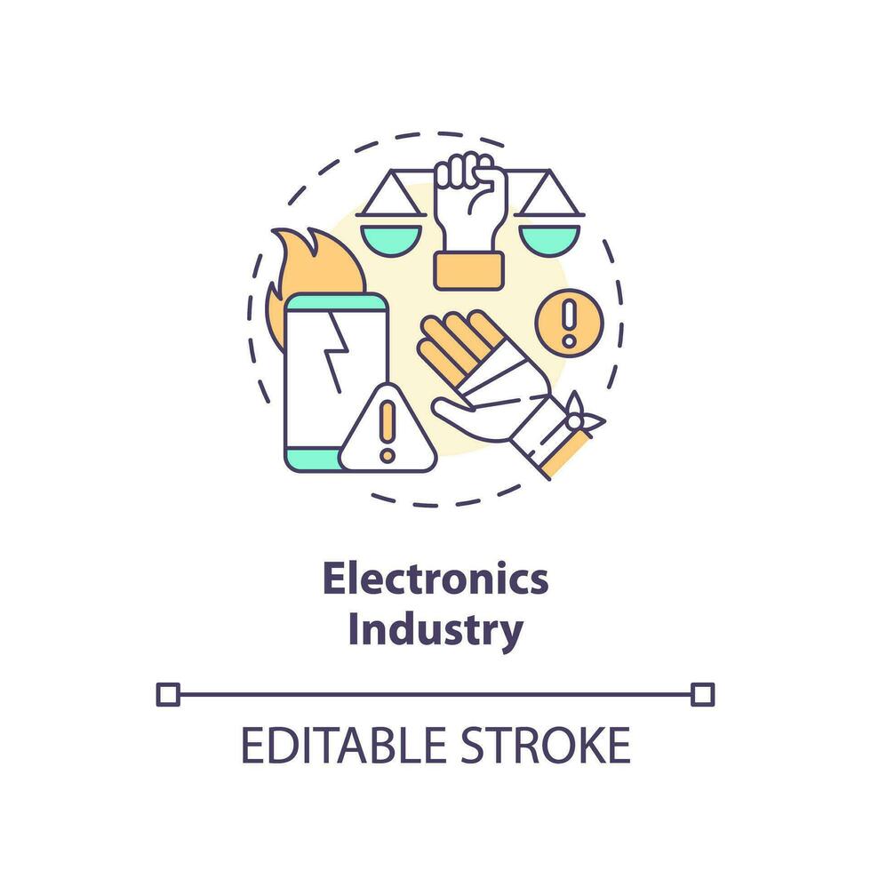 2D editable electronics industry thin line icon concept, isolated vector, multicolor illustration representing product liability. vector