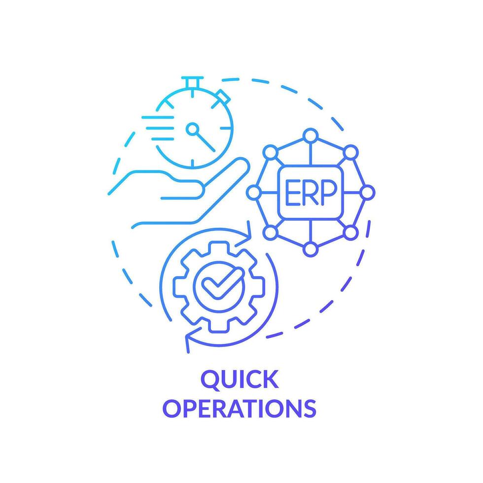 Gradient quick operations icon concept, isolated vector, enterprise resource planning thin line illustration. vector