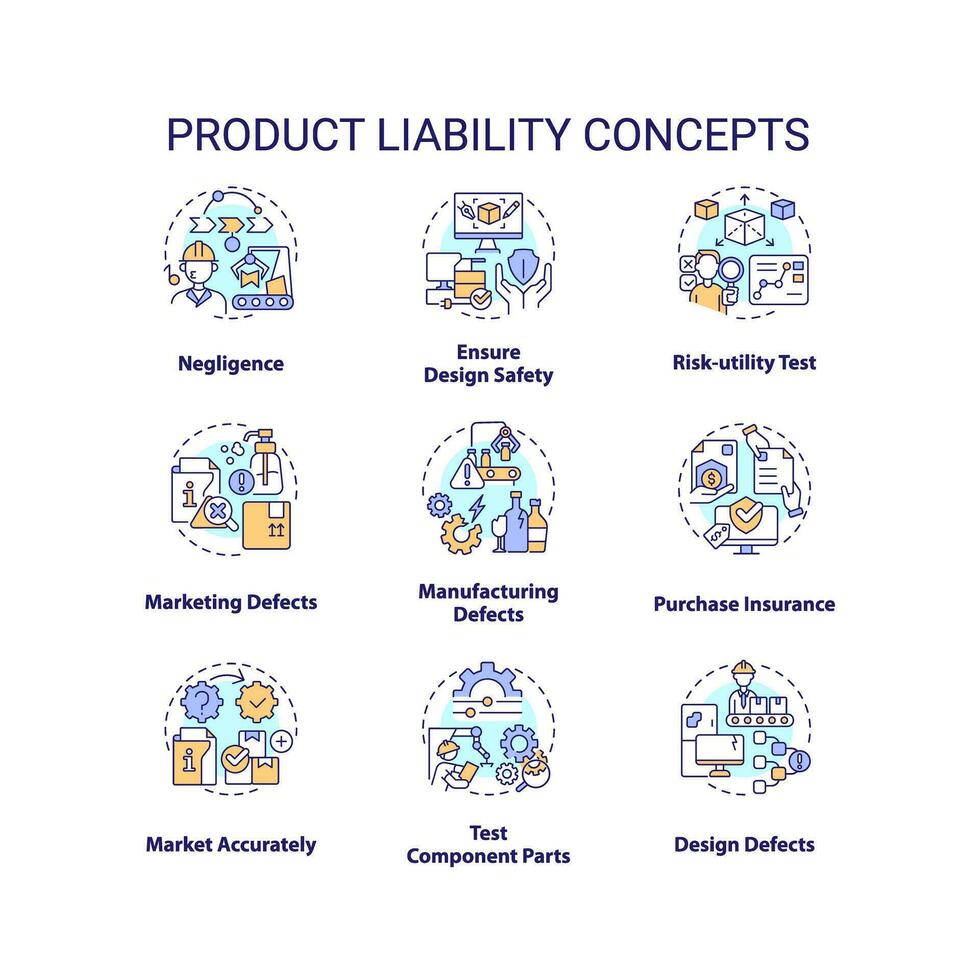 2D editable icons set representing product liability concepts, isolated vector, thin line colorful illustration. vector