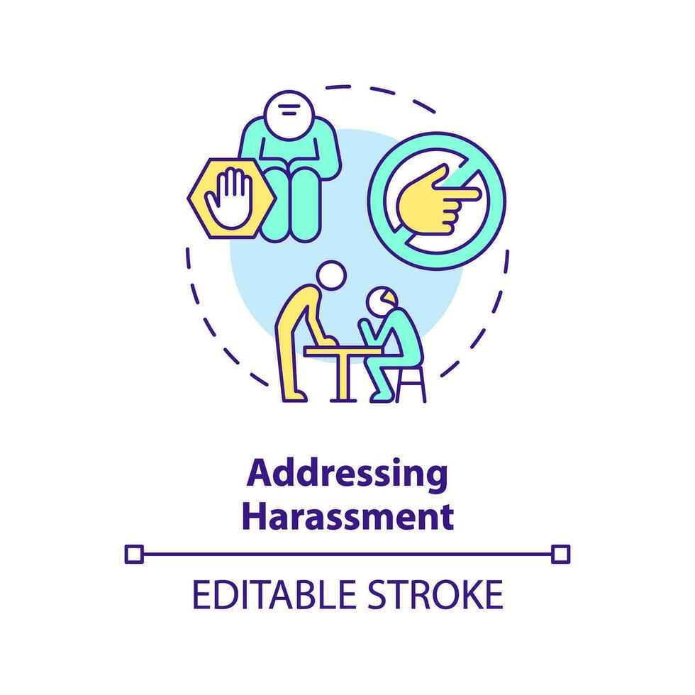 2D editable addressing harassment thin line icon concept, isolated vector, multicolor illustration representing unretirement. vector