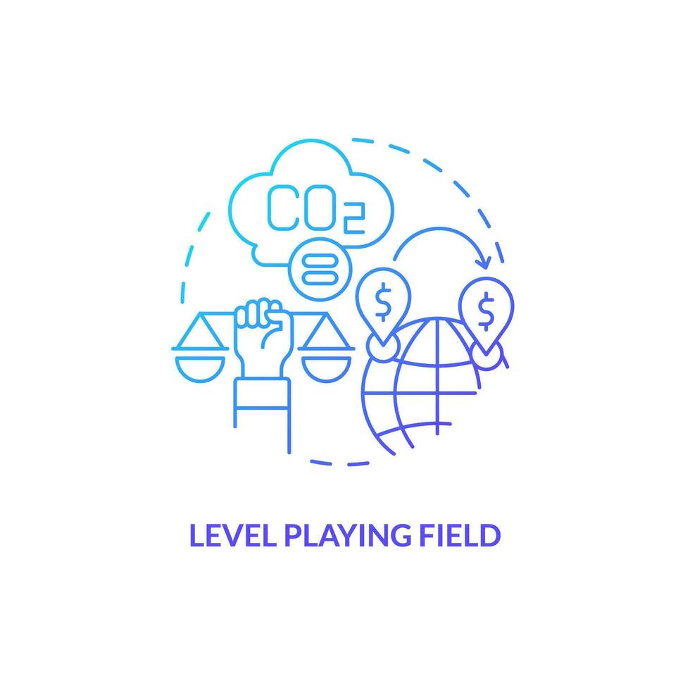 Gradient level playing field concept, isolated vector, thin line icon representing carbon border adjustment. vector