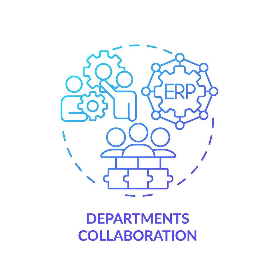 Gradient department collaborations icon concept, isolated vector, enterprise resource planning thin line illustration. vector