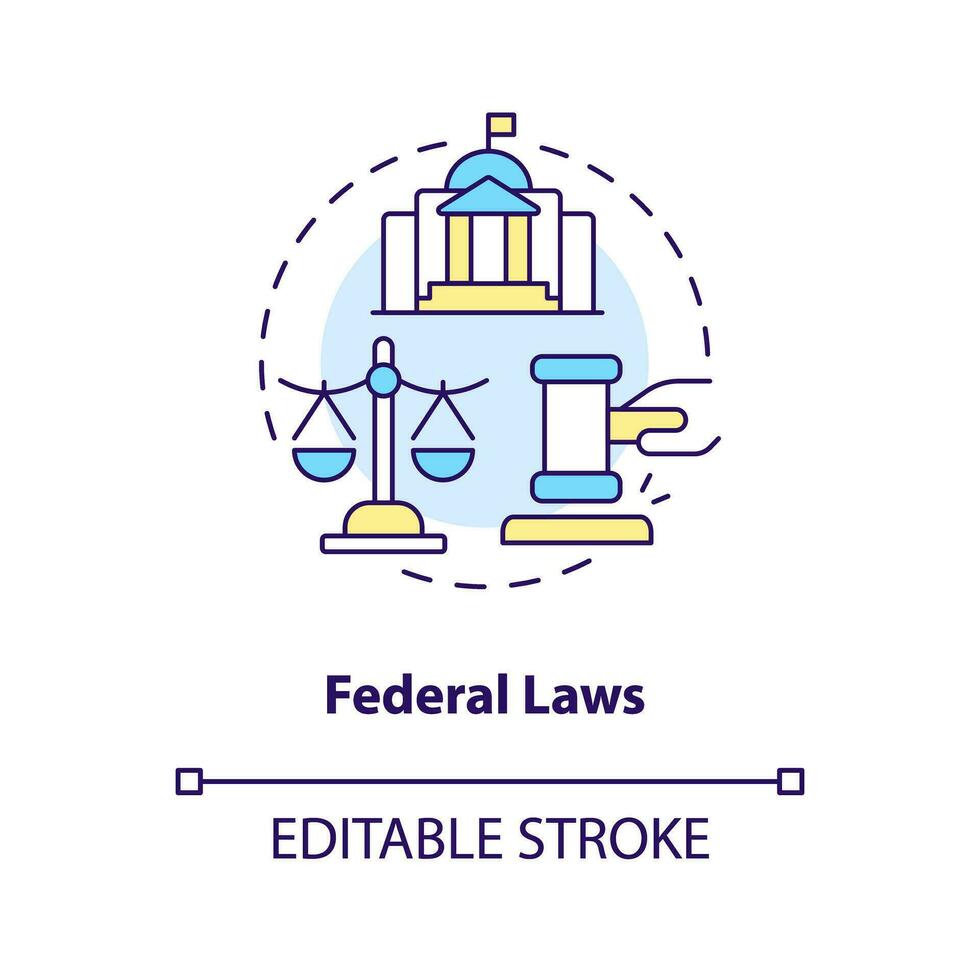 Federal laws concept icon. Governmental regulations. Law and legal issue abstract idea thin line illustration. Isolated outline drawing. Editable stroke vector