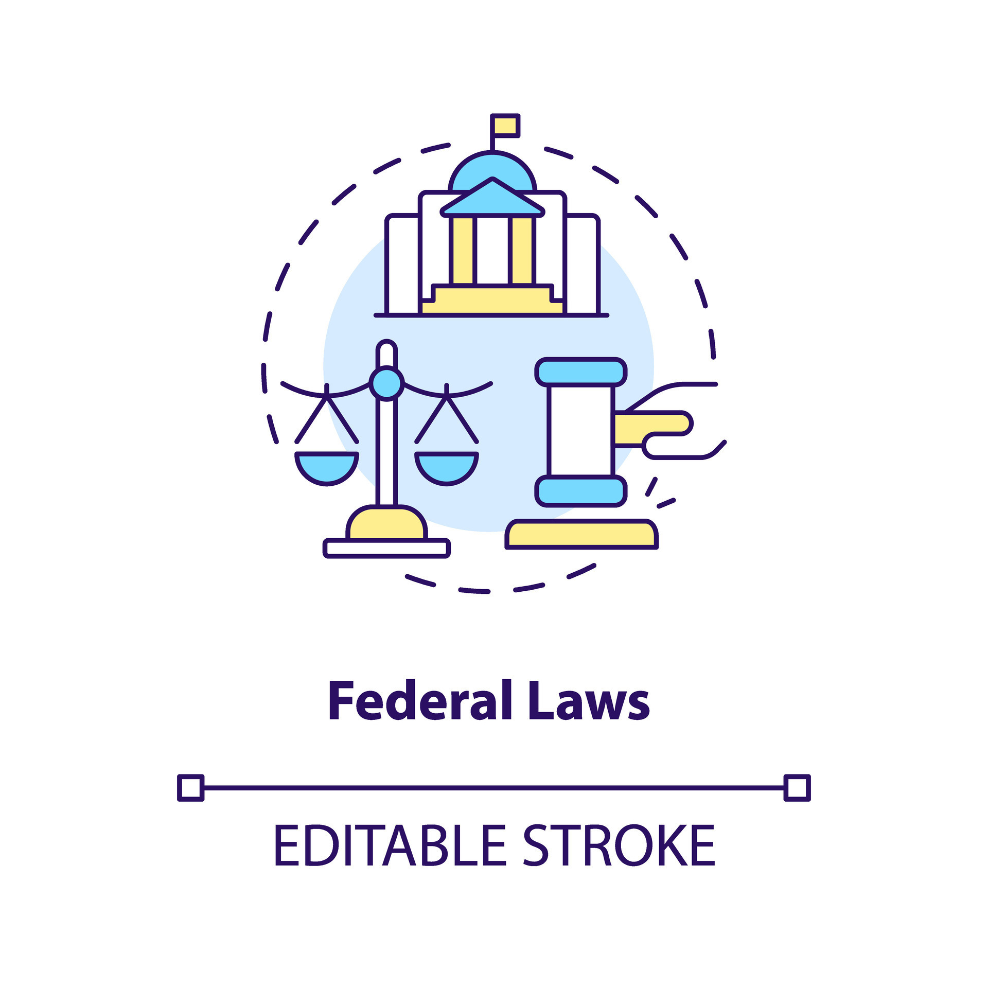 Federal laws concept icon. Governmental regulations. Law and legal