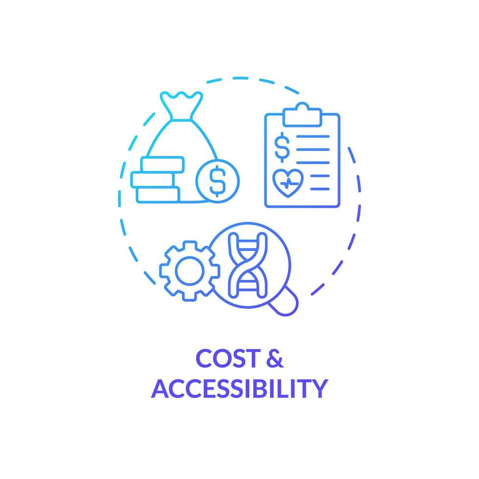 Cost and accessibility blue gradient concept icon. High expenses for treatment. Precision medicine challenge and limitation abstract idea thin line illustration. Isolated outline drawing vector