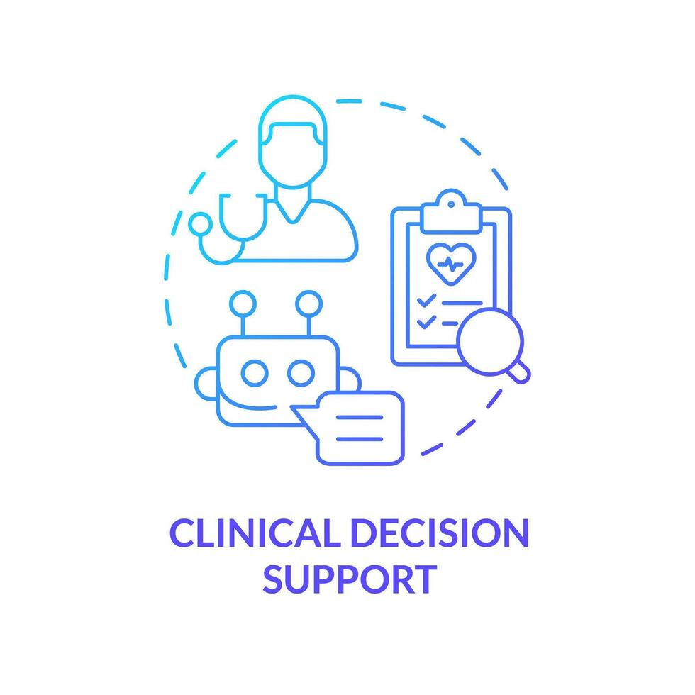 Clinical decision support blue gradient concept icon. Technology of treatment improvement. AI and ML in precision medicine abstract idea thin line illustration. Isolated outline drawing vector