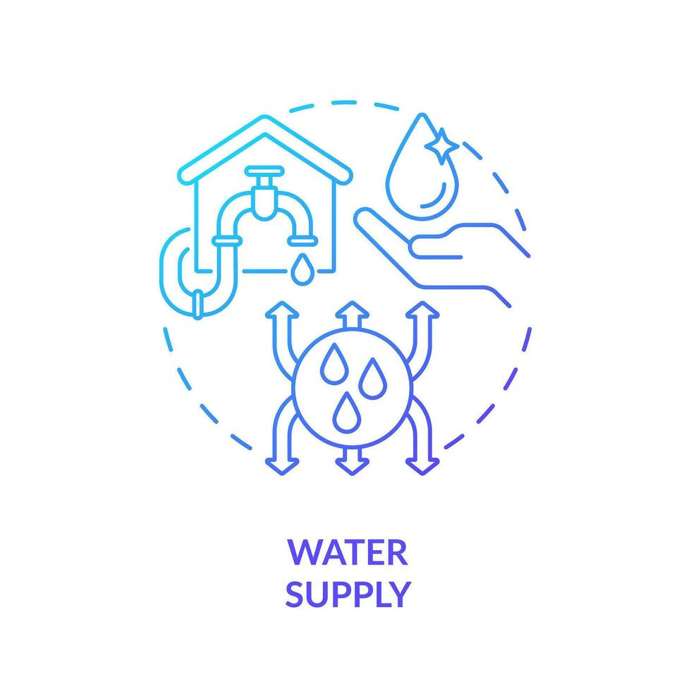 Water supply blue gradient concept icon. Provision system improvement. Liquid sources management abstract idea thin line illustration. Isolated outline drawing vector