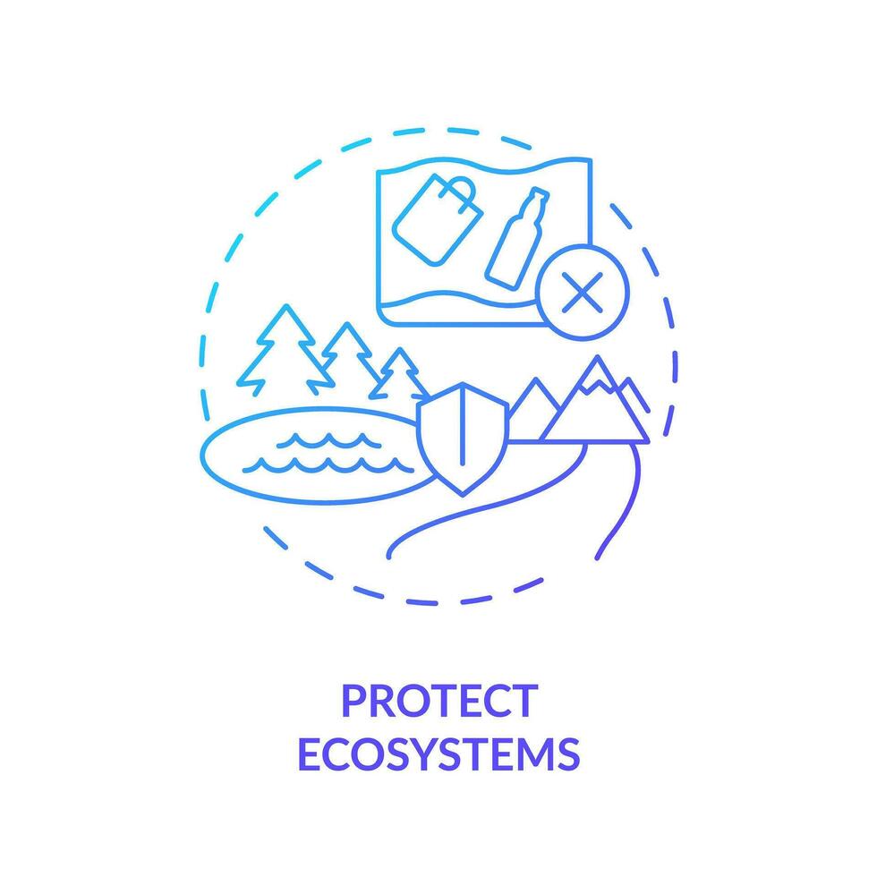 Protect ecosystems blue gradient concept icon. Restore natural areas. Clean water and sanitation abstract idea thin line illustration. Isolated outline drawing vector