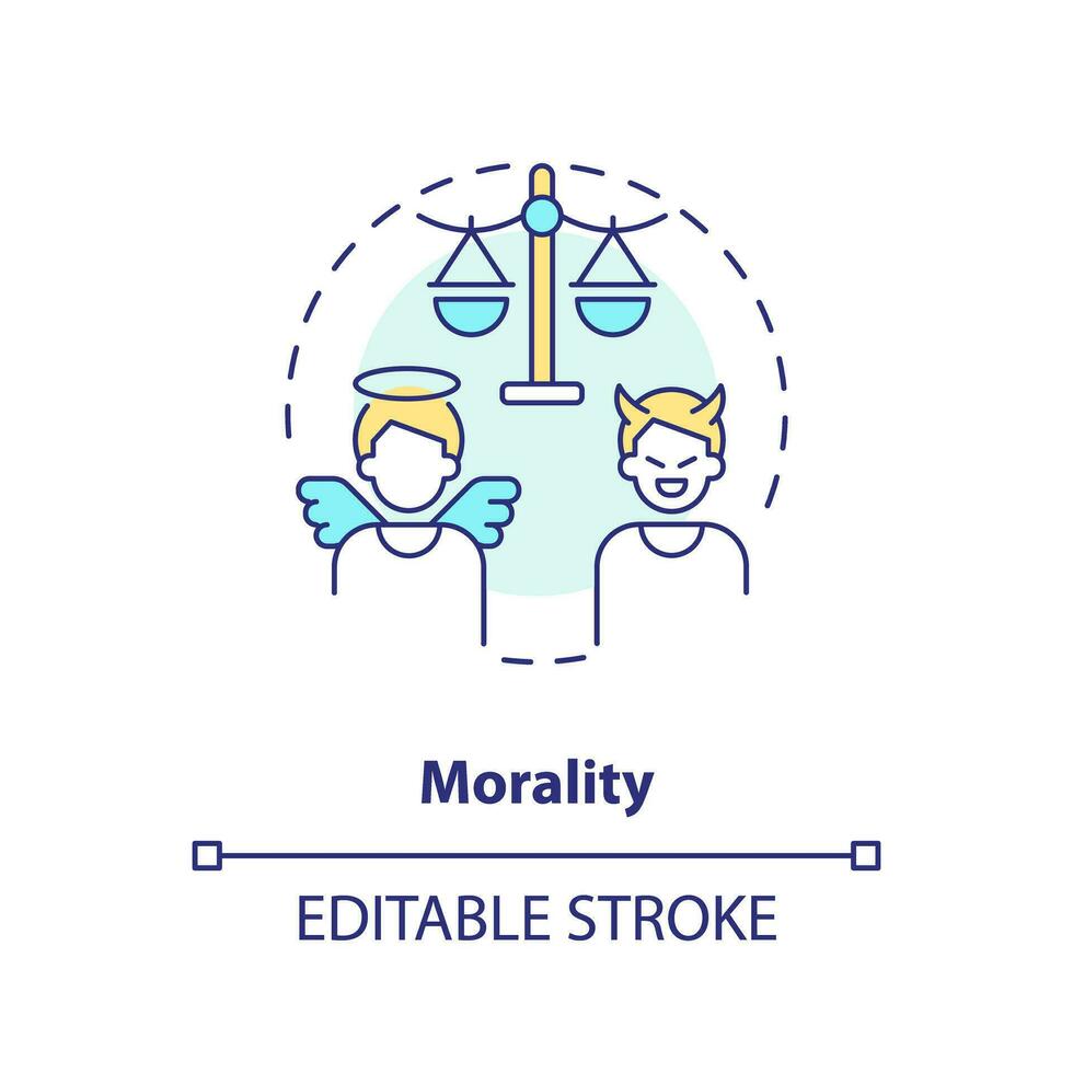 moralidad concepto icono. diferenciación de apropiado y incorrecto. ley