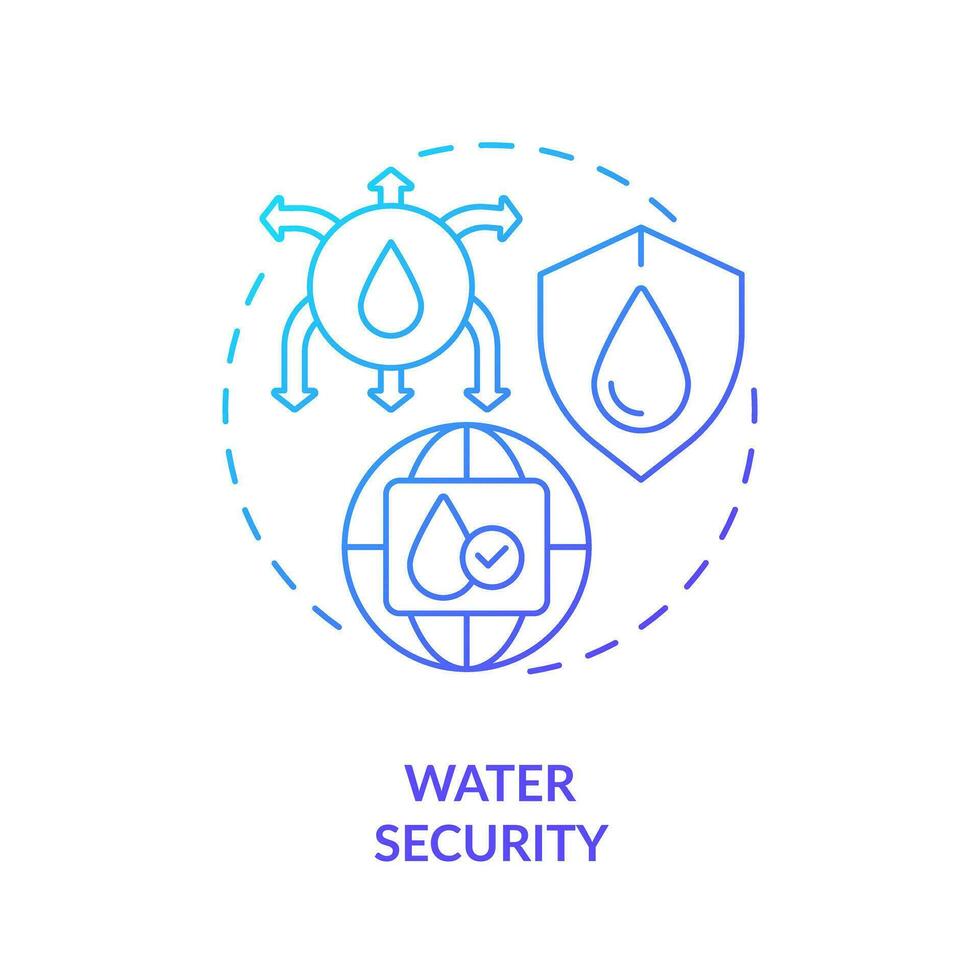 Water security blue gradient concept icon. Fresh aqua protection. Liquid sources management abstract idea thin line illustration. Isolated outline drawing vector