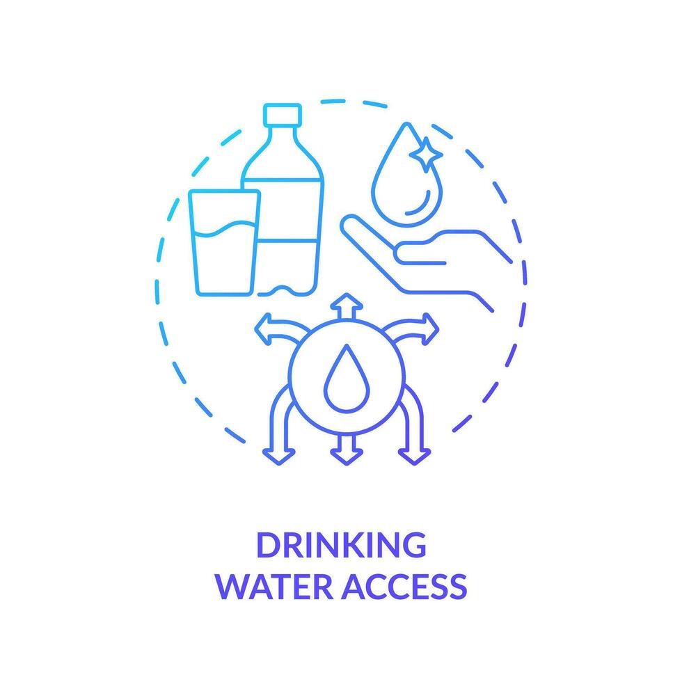 Drinking water access blue gradient concept icon. Public health. Clean aqua and sanitation abstract idea thin line illustration. Isolated outline drawing vector