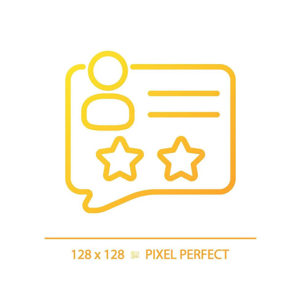 User rating pixel perfect gradient linear vector icon. Rank of network customer. Client activities evaluation. Thin line color symbol. Modern style pictogram. Vector isolated outline drawing