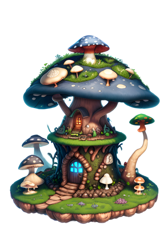 Mushroom House PNG Transparent Background Ai Generative