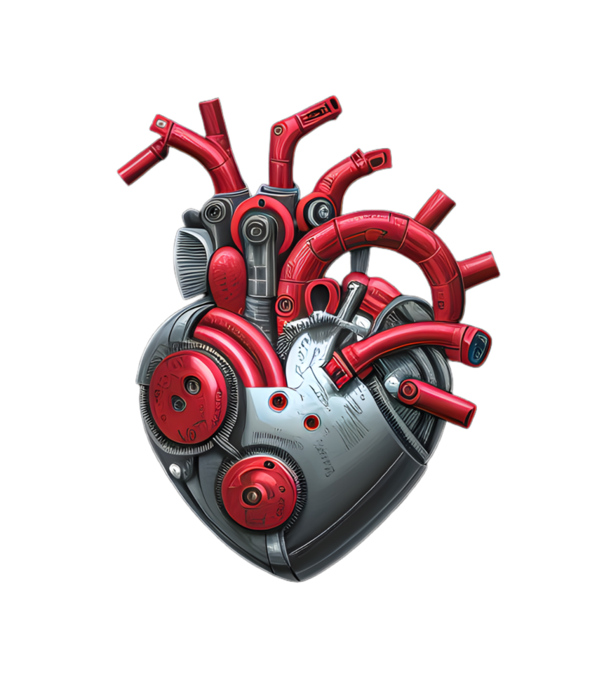 3D Heart Machine Transparent Background PNG Image Ai Generative