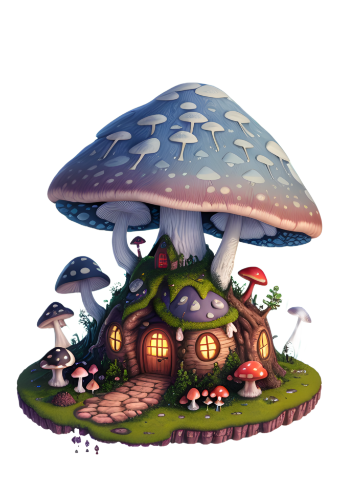 Mushroom House PNG Transparent Background Ai Generative