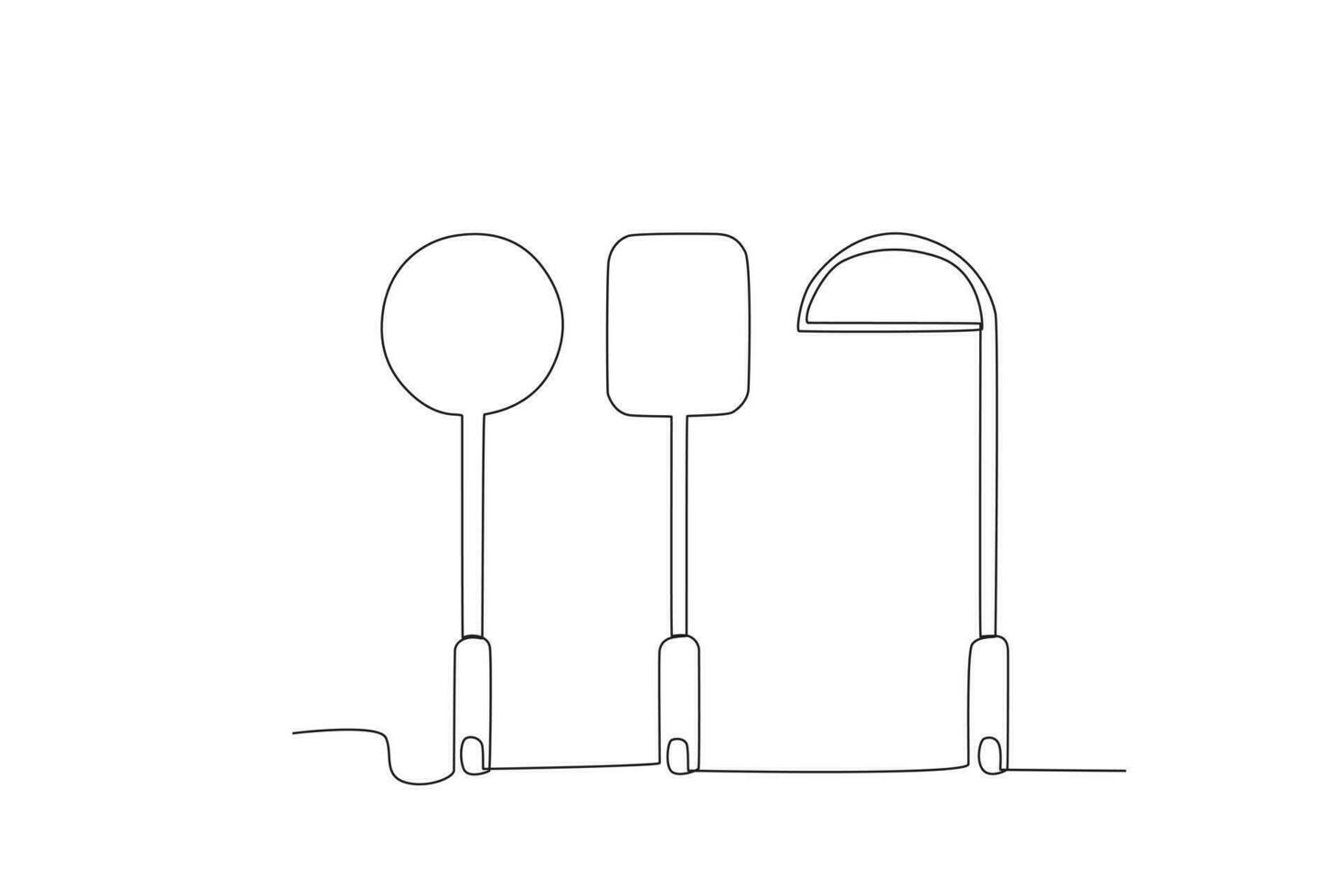 Two spatulas and a vegetable spoon vector