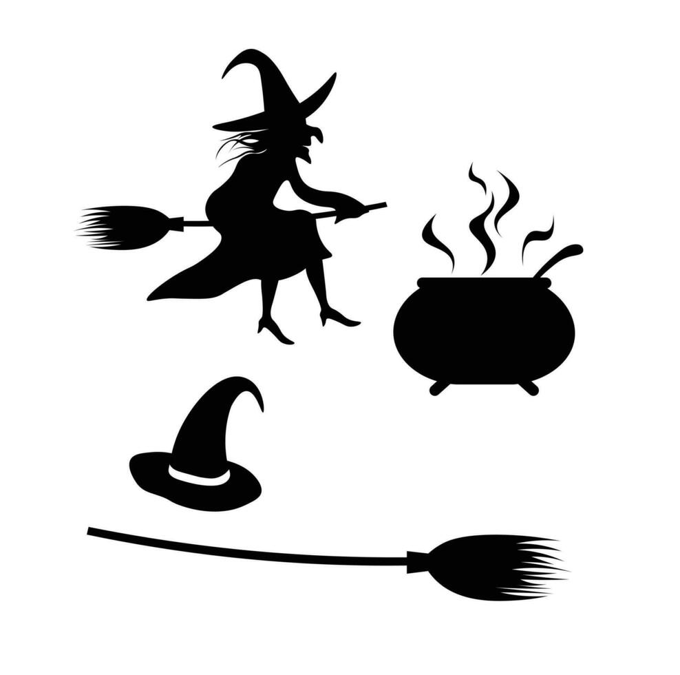 Witch illustration vector in cartoon style on white background. Halloween element. Halloween concept.