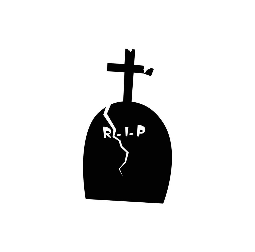 Tombstone illustration vector in cartoon style on white background. Halloween element. Halloween concept.