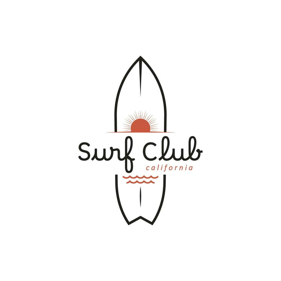 tabla de surf Clásico logo modelo. vector