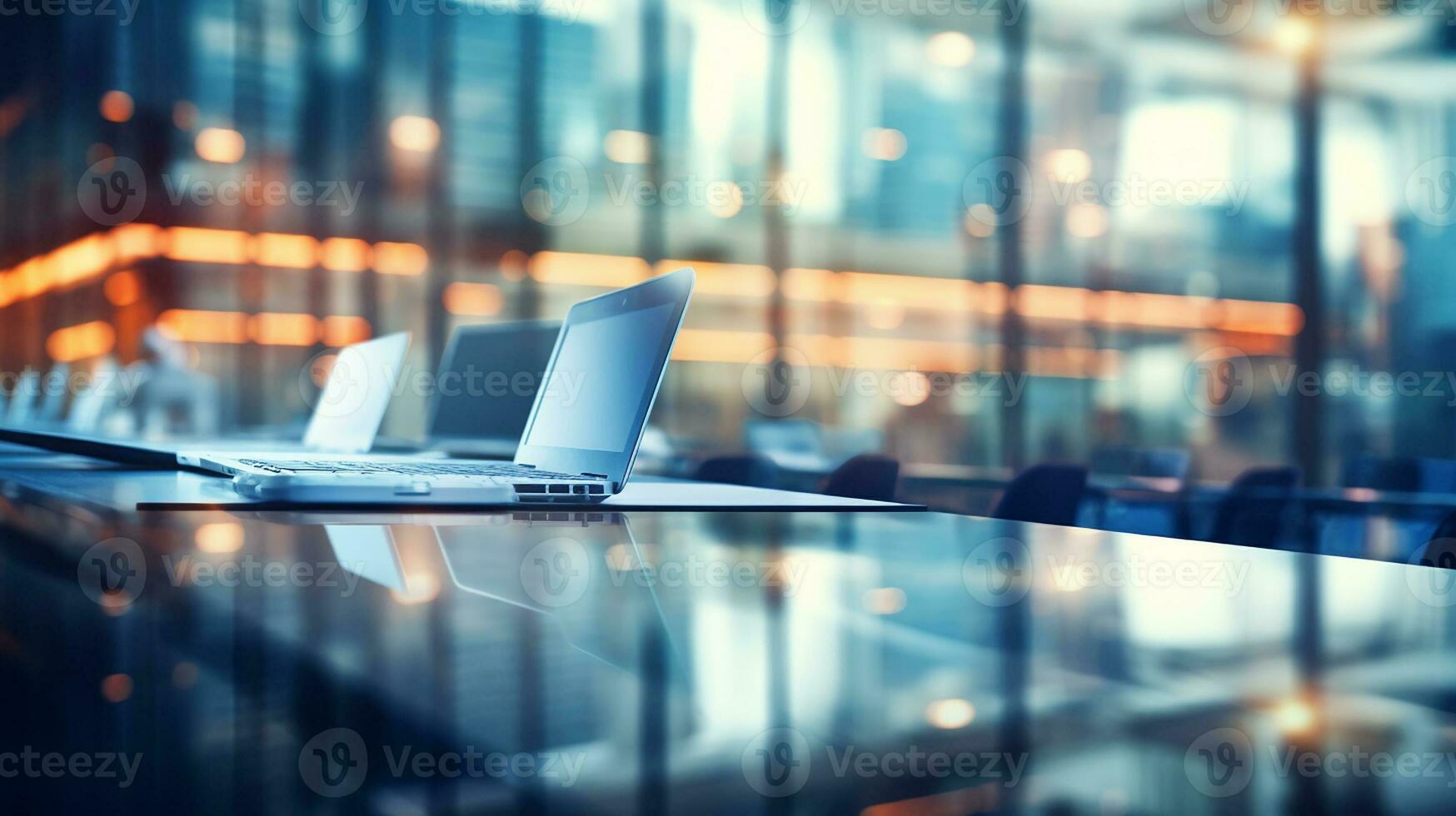 Abstract blurred background office. Defocused architecture blurred motion abstract background. Generative AI photo